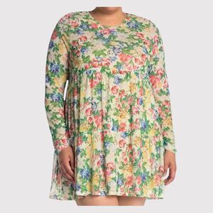 Revolve AFRM Women Dress Green Spring Jardin Floral Mini Tiered Babydoll Boho XS